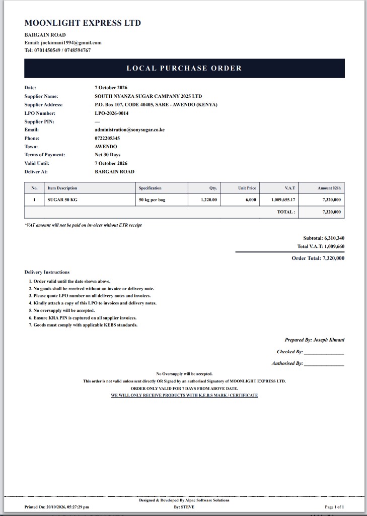 Local purchase order