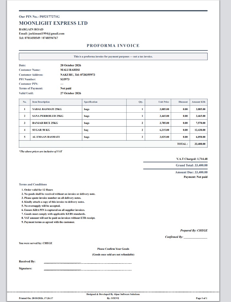 Proforma invoice