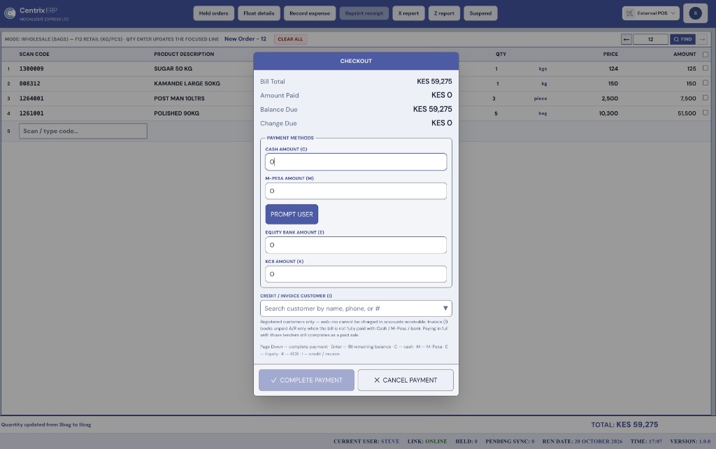 Checkout — payments & M-Pesa STK